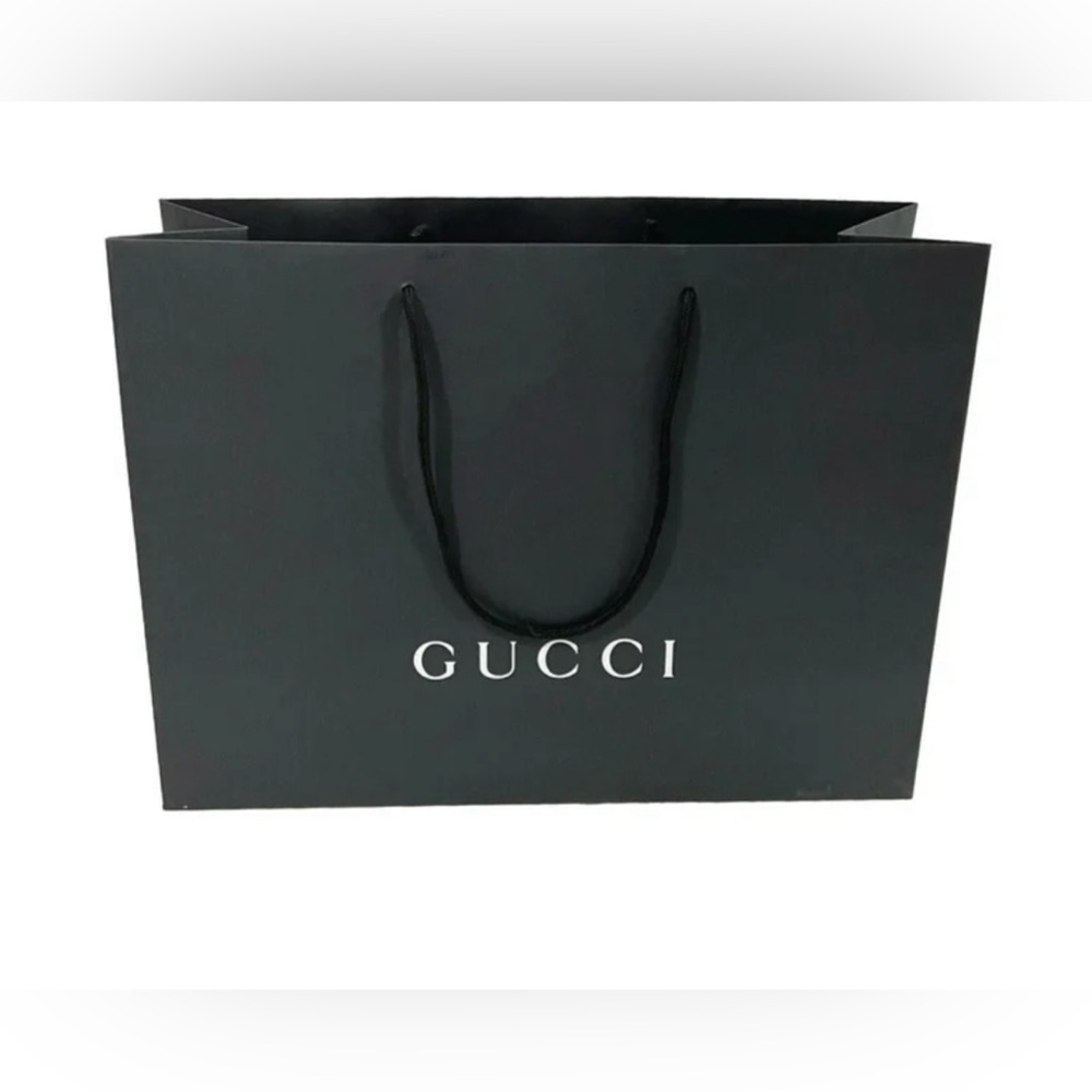 Gucci Shopping Gift Bag Designer Logo Packaging Black Paper Medium Size
